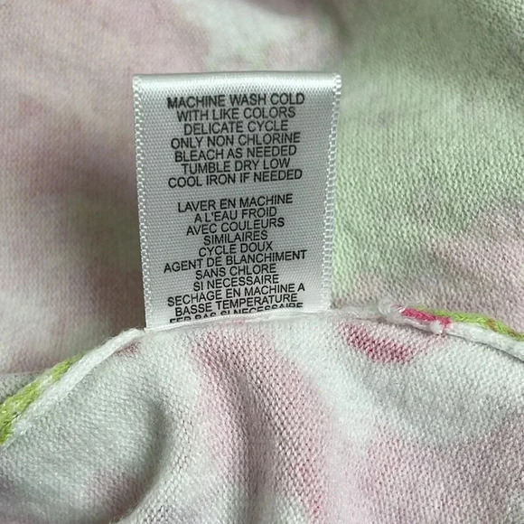 madison hill Green and Pink Floral Cardigan Sweater - Size Medium - Picture 5 of 5